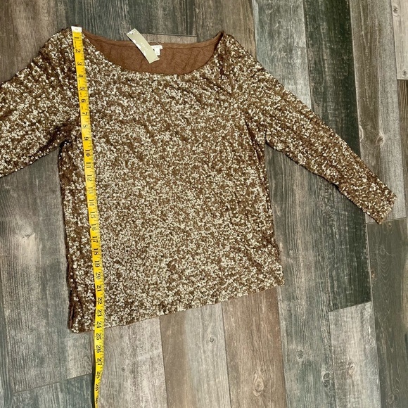 J Crew NWT $89.50 Sequined Boatneck Top Blouse Bronze | Sz L - Picture 7 of 10